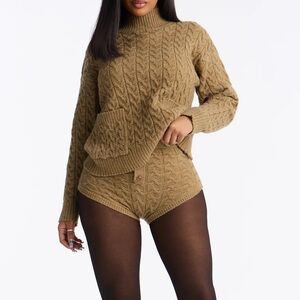 Fiona Sweater Micro Short Set - Olive